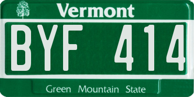 VT license plate BYF414