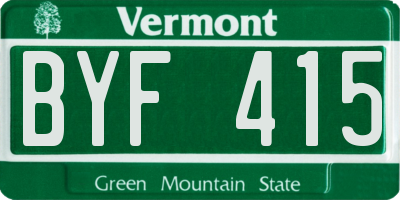 VT license plate BYF415