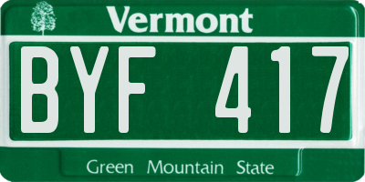VT license plate BYF417