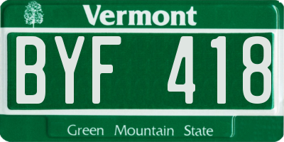 VT license plate BYF418