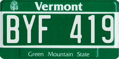 VT license plate BYF419