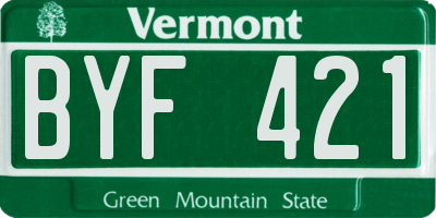 VT license plate BYF421