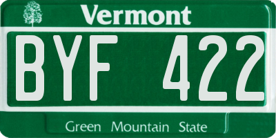 VT license plate BYF422