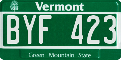 VT license plate BYF423