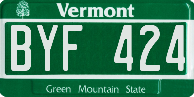 VT license plate BYF424