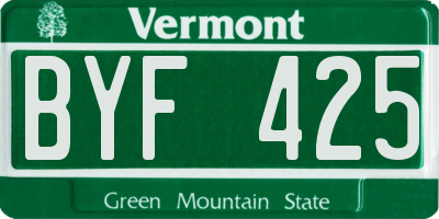 VT license plate BYF425