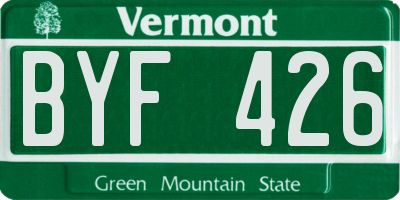 VT license plate BYF426