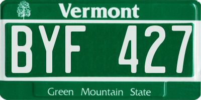 VT license plate BYF427