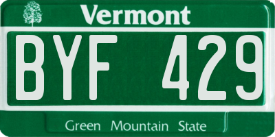 VT license plate BYF429