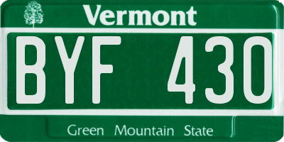 VT license plate BYF430