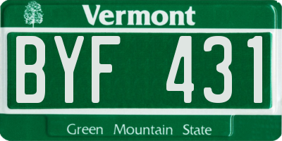 VT license plate BYF431