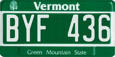 VT license plate BYF436
