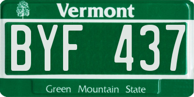 VT license plate BYF437