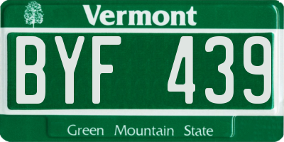 VT license plate BYF439