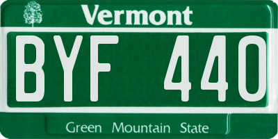 VT license plate BYF440