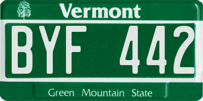 VT license plate BYF442