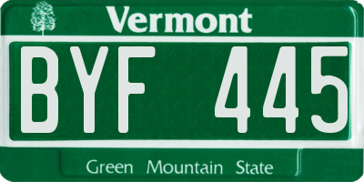 VT license plate BYF445
