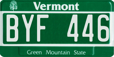 VT license plate BYF446