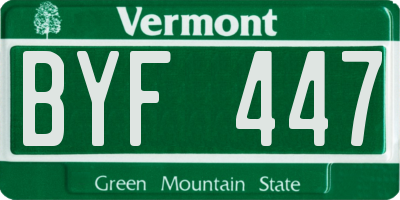 VT license plate BYF447