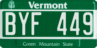 VT license plate BYF449