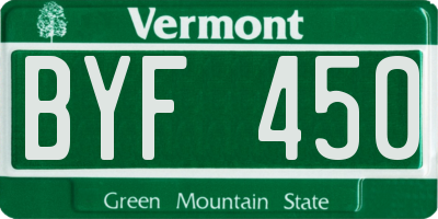 VT license plate BYF450