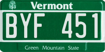 VT license plate BYF451