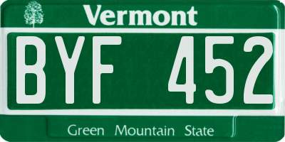 VT license plate BYF452