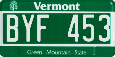 VT license plate BYF453
