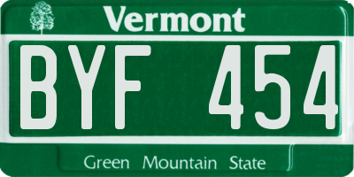 VT license plate BYF454