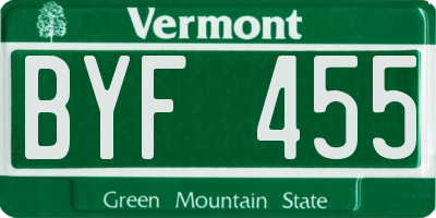 VT license plate BYF455
