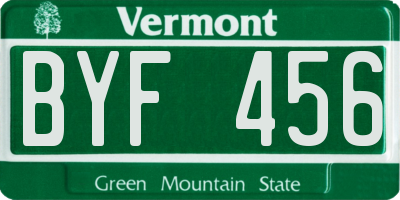 VT license plate BYF456