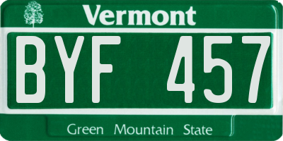 VT license plate BYF457