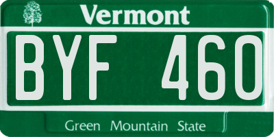 VT license plate BYF460