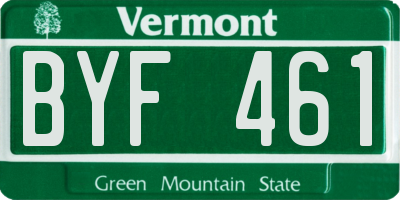 VT license plate BYF461