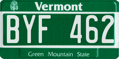 VT license plate BYF462