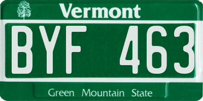 VT license plate BYF463