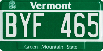 VT license plate BYF465