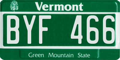 VT license plate BYF466