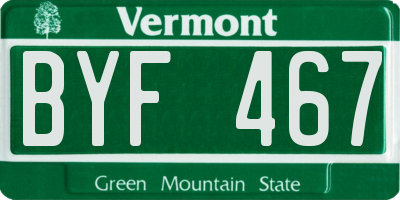 VT license plate BYF467