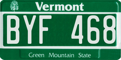 VT license plate BYF468