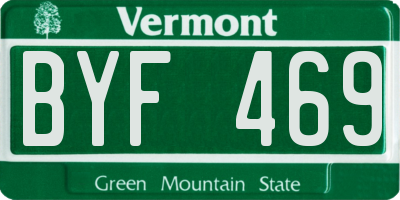VT license plate BYF469