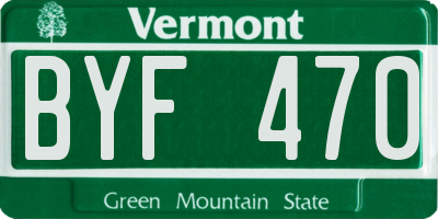 VT license plate BYF470