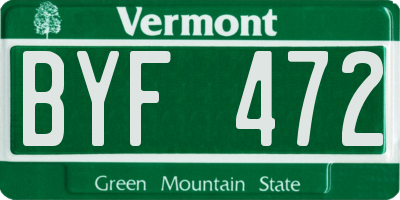 VT license plate BYF472