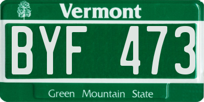 VT license plate BYF473