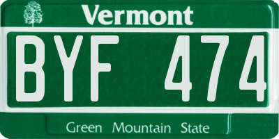VT license plate BYF474