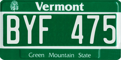 VT license plate BYF475