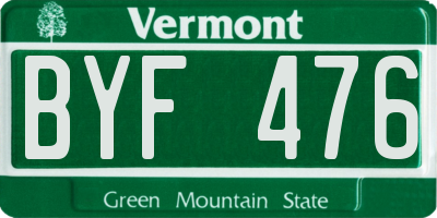 VT license plate BYF476