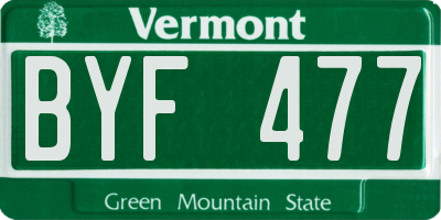 VT license plate BYF477