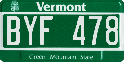 VT license plate BYF478