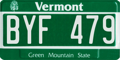 VT license plate BYF479